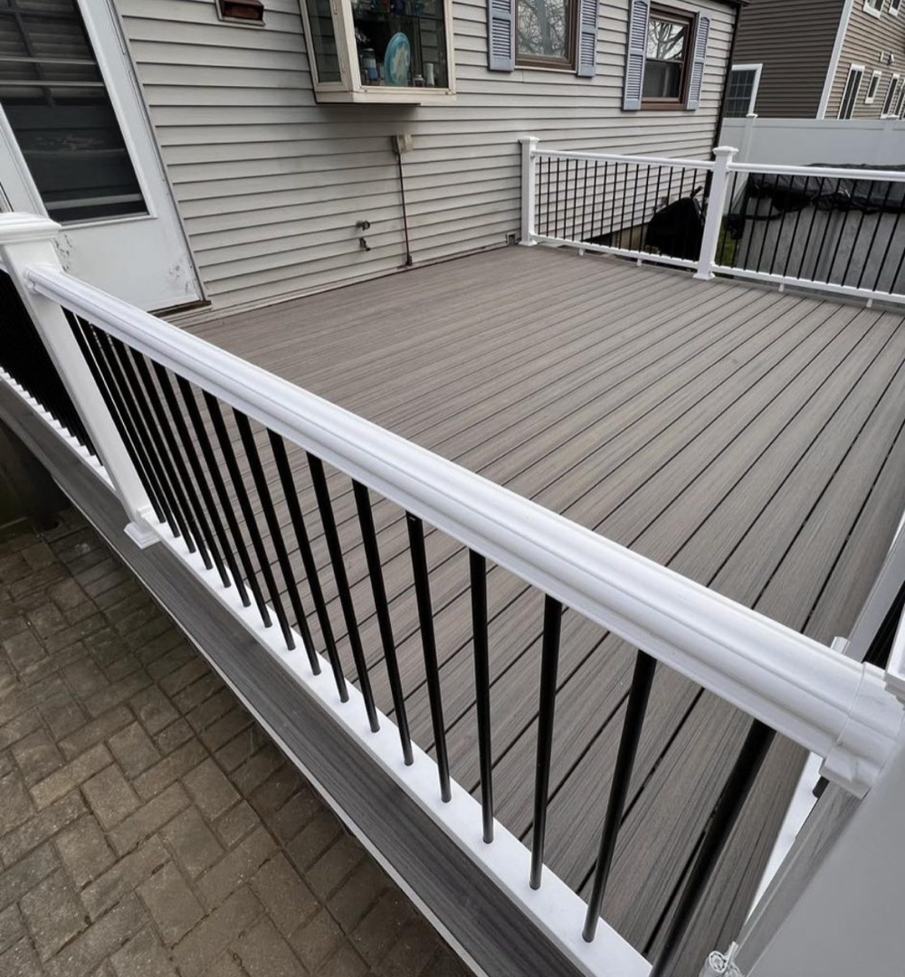 New composite deck with vinyl railing