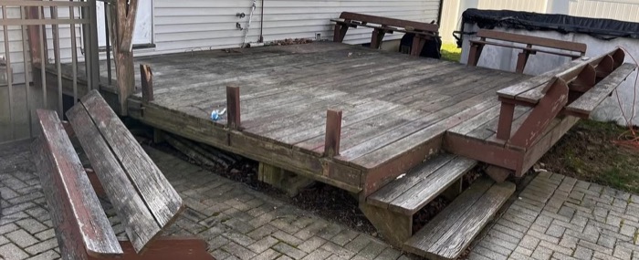 Rotted original deck before rebuild