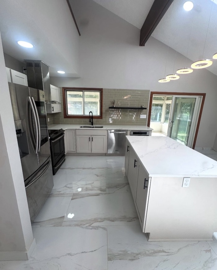 Kitchen cabinetry and tile