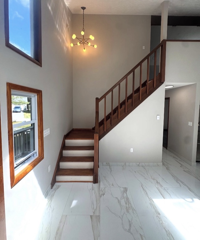 Staircase and flooring